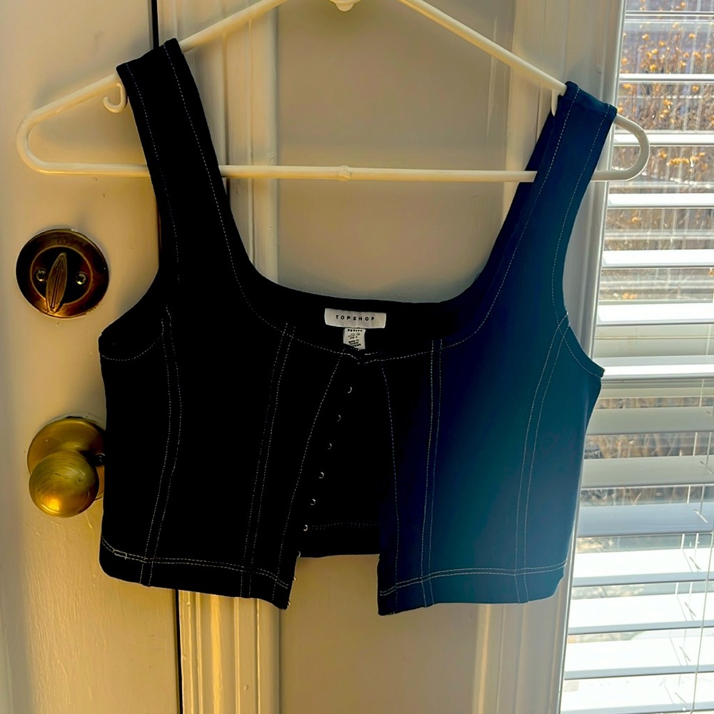 Top shop crop top denim blue